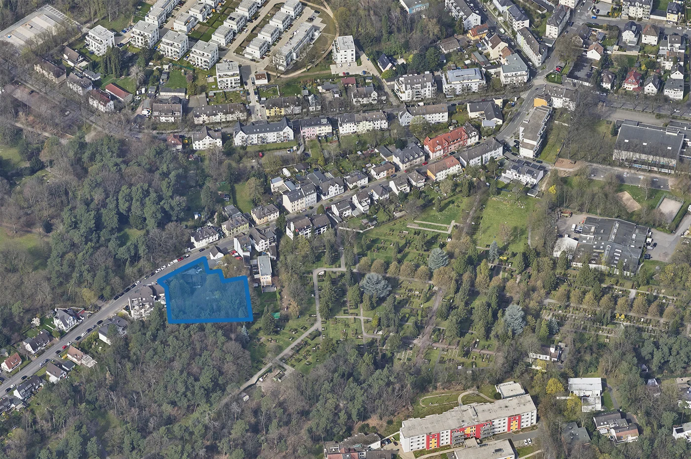 Luftbild mit Markierung Kita Schwanenstraße